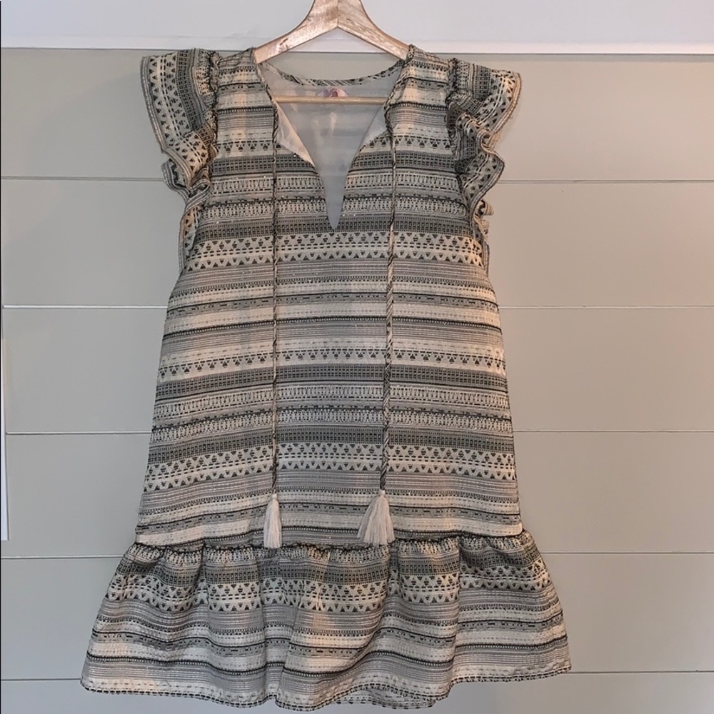 Black, grey and cream lined dress